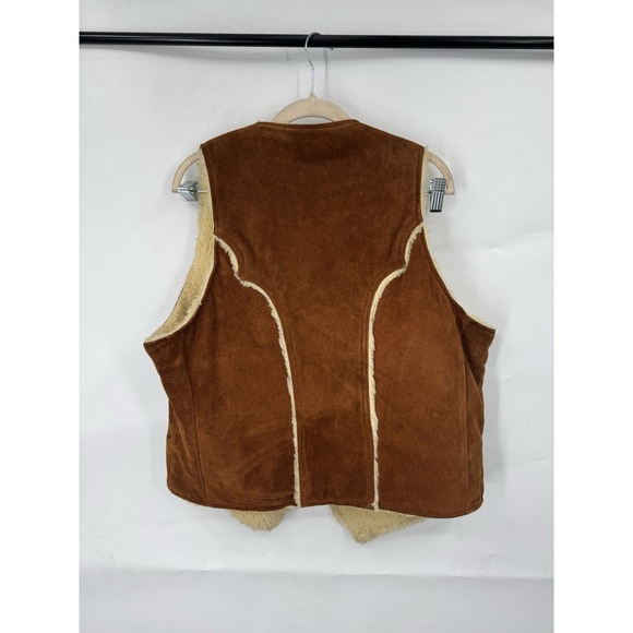 Pioneer Wear 100% Suede Leather Sherpa Lined Vest Women 44/L Brown Western Rodeo - Picture 2 of 7